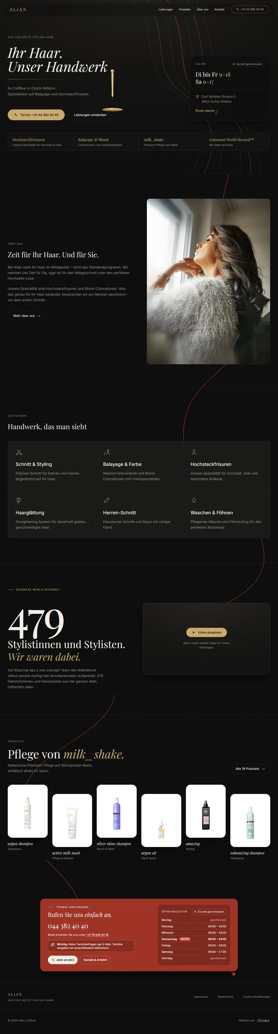 Alian Coiffure, Hair salon website